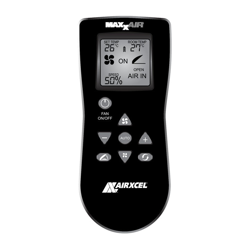 MaxxFan Plus with Thermostat, Power Lift, Rain Sensor and Remote