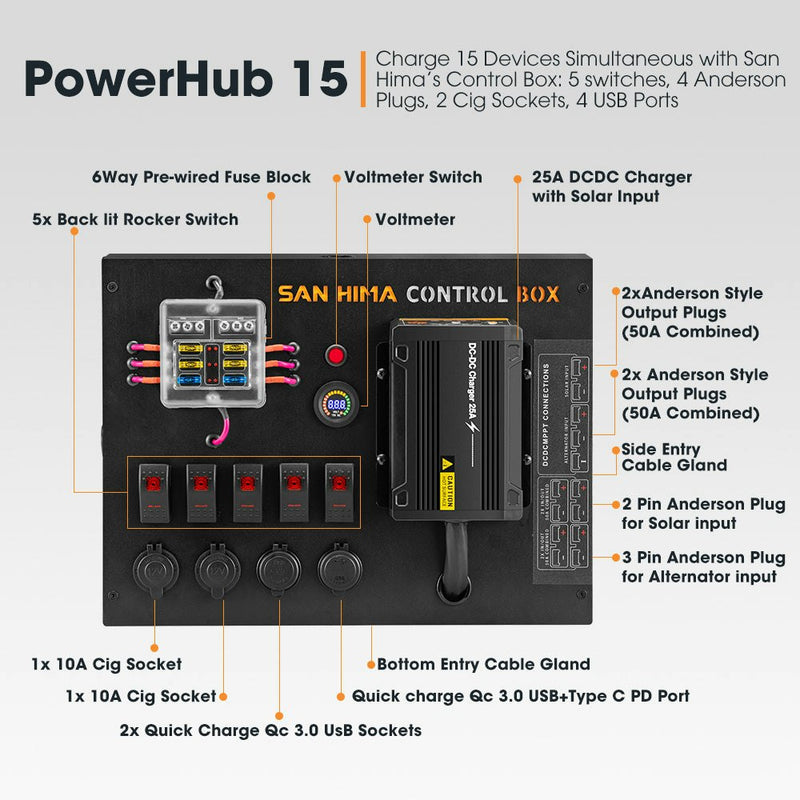 San Hima 12V 100Ah Lithium Iron Phosphate Battery Self heating + 12V Control Box