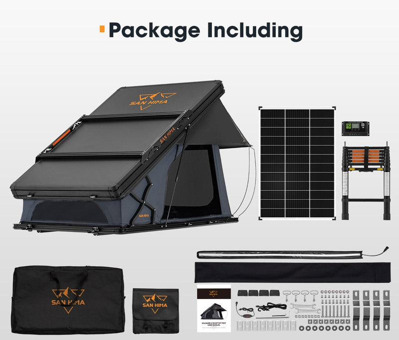 San Hima Kalbarri X Rooftop Tent Hardshell With Ladder 4x4 + 130W Solar Panel