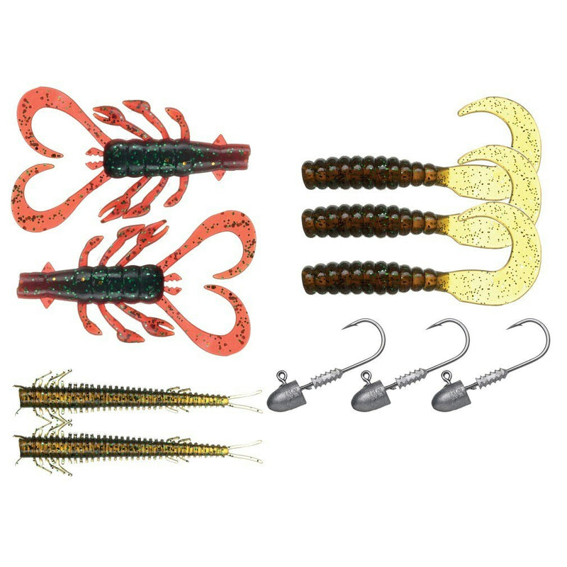 Bite Science 10 Piece Multi Pack of Assorted Critter Soft Plastics and Jigheads