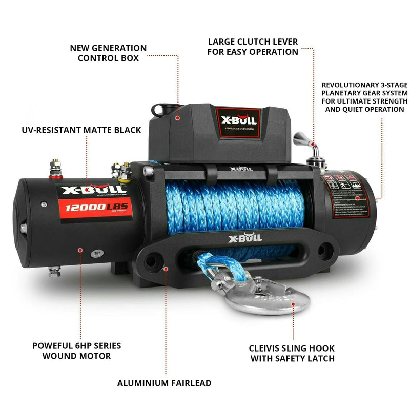 X-BULL Electric Winch 12000LBS Synthetic Rope