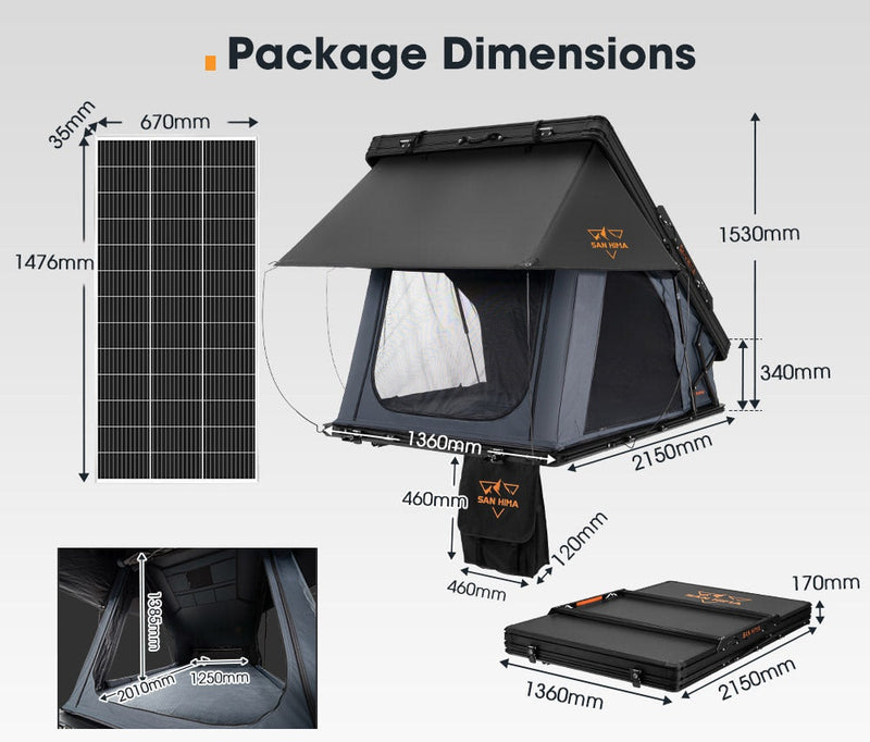 San Hima Kalbarri X Rooftop Tent Hardshell With Ladder 4x4 + 200W Solar Panel