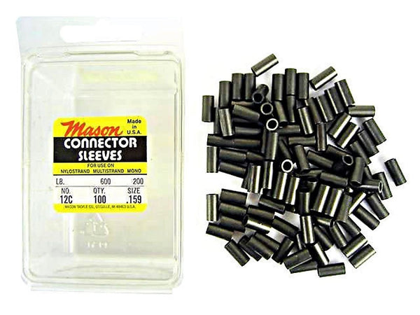 100 x Size 12 Mason Crimps - Crimping Connector Sleeves for Fishing Wire/Line