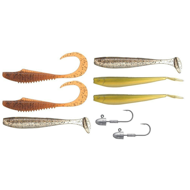 Bite Science 8 Piece Multi-Pack of Assorted Predator Soft Plastics and Jigheads