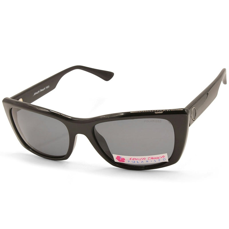 North Beach Mareva Shiny Black/Grey Womens Polarised Sunglasses 70653