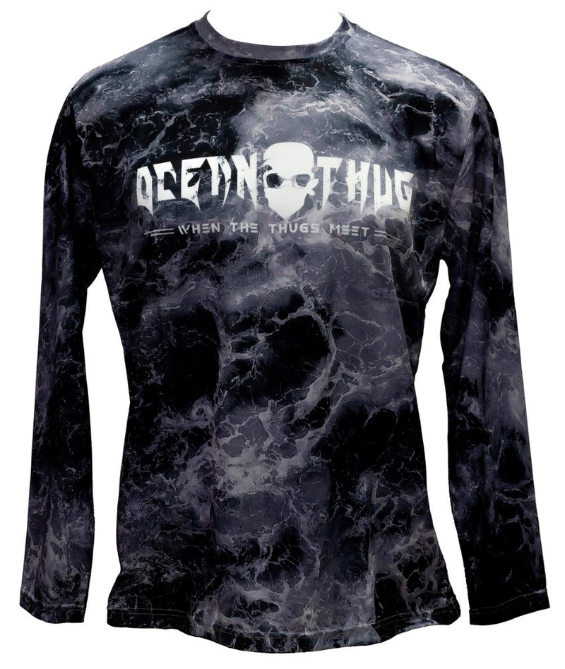 Medium Bone Ocean Thug Distressed Long Sleeve Fishing Shirt - Lightweight