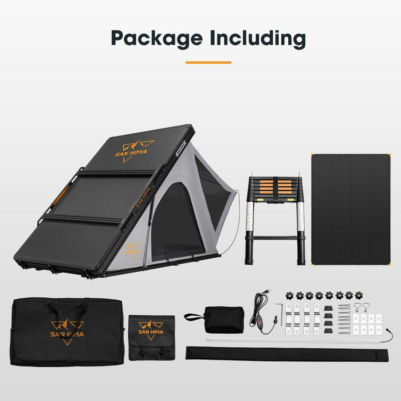 San Hima Kalbarri Roof Top Tent Hardshell With Roof Rack + 200W Solar Panel