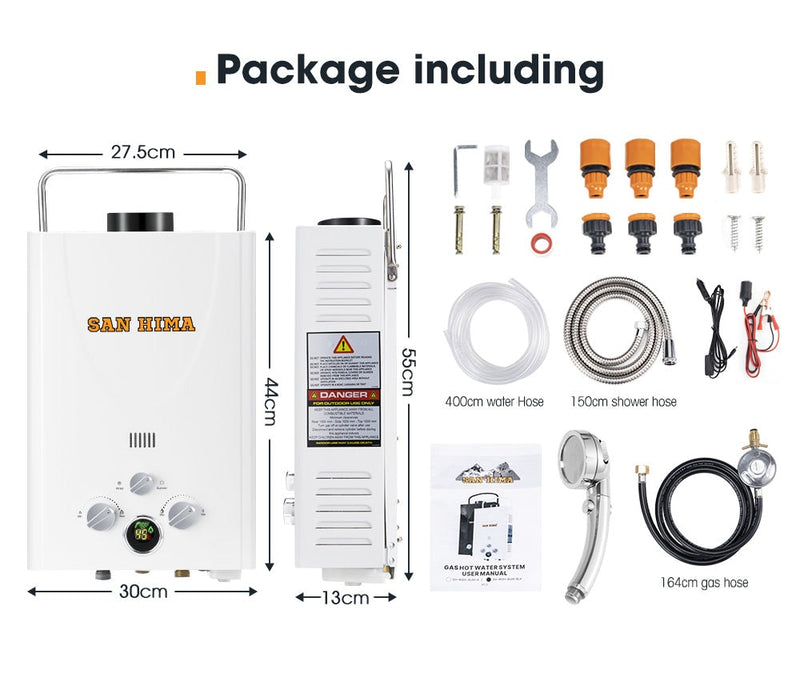 SAN HIMA Portable Gas Hot Water Heater System 8L