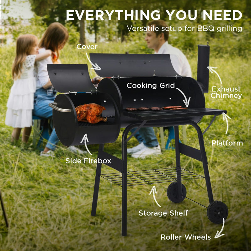 Wallaroo 2-in-1 Outdoor Barbecue Grill & Offset Smoker