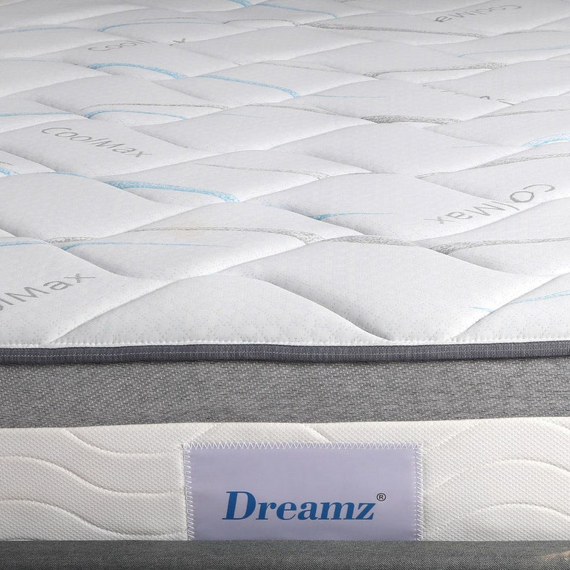 Dreamz Spring Mattress Bed Pocket Tight Top Foam Medium Firm King Size 25cm