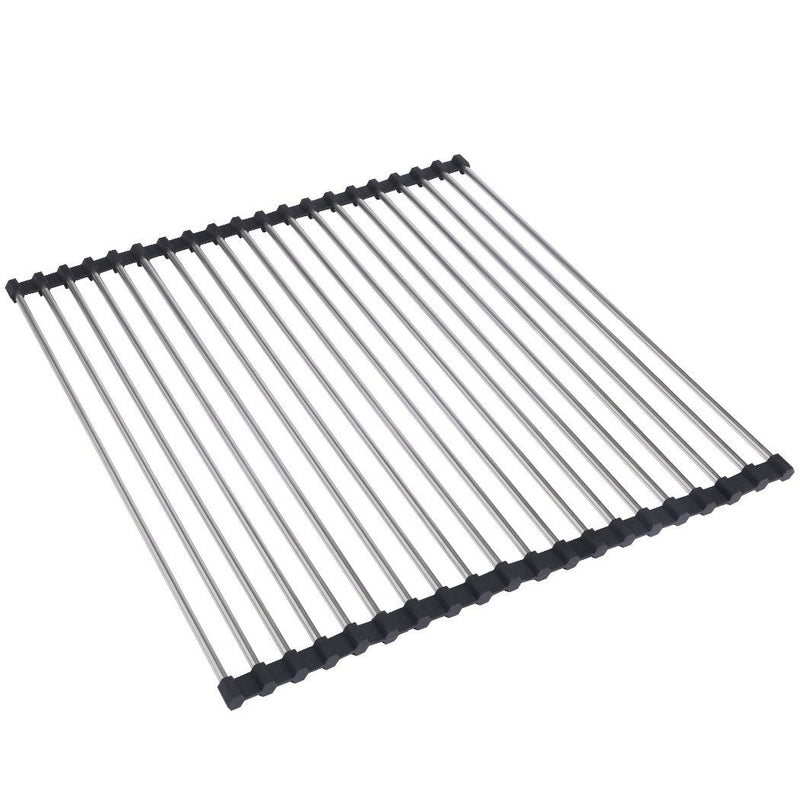 Toque Stainless-Steel Dish Drying Rack Over Sink Kitchen Foldable RollUp Mat