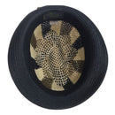 3 Tone Lattice Weave Paper Straw Trilby Hat - M 57cm (Fedora Trim Summer Sun Cap)