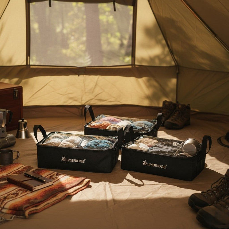 Slimbridge 3Pcs Camping Canvas Storage Bags Portable Caravan Adventure Organiser