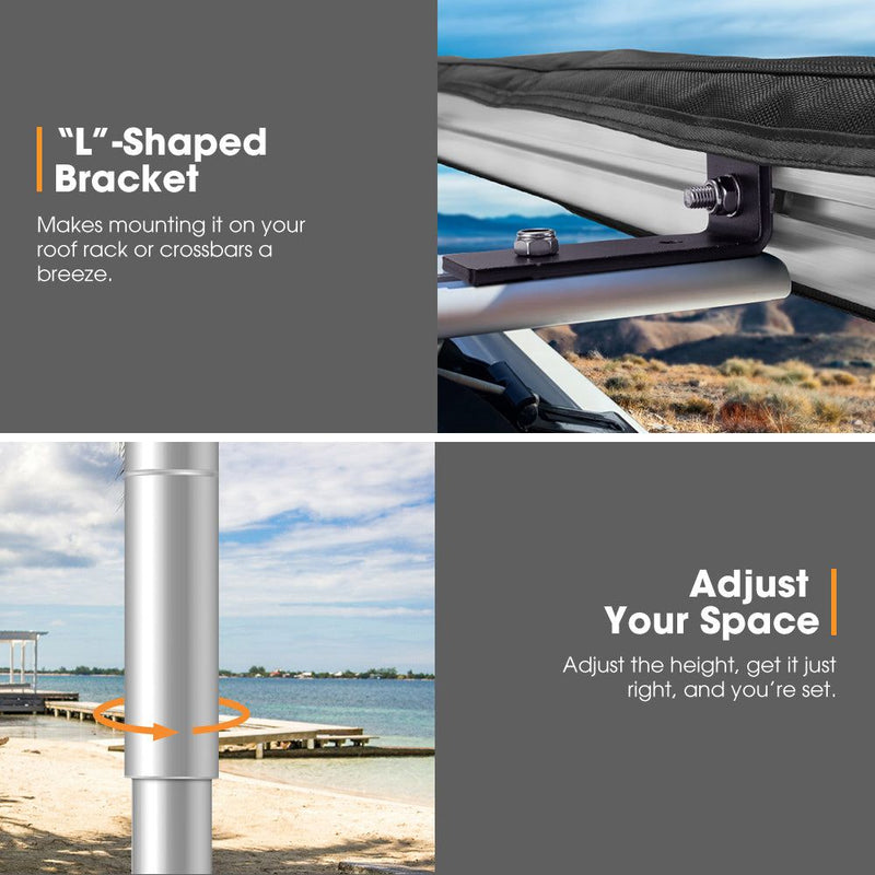 San Hima Car Side Awning Pull-out Telescoping Poles Waterproof Car