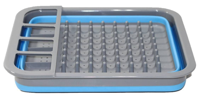 Collapsible Silicone Blue Dish Drainer