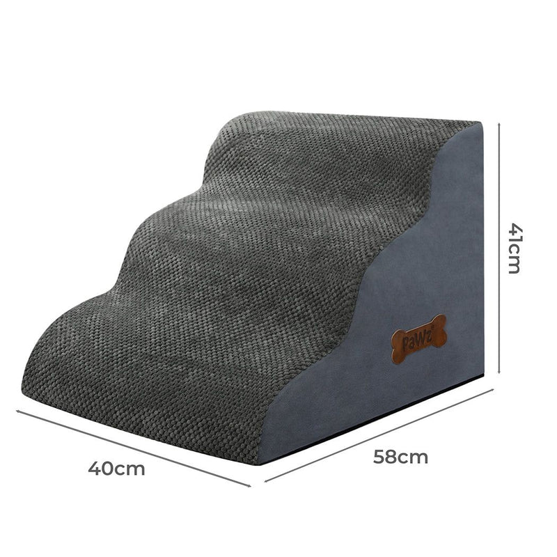 Pawz 3 Steps Pet Stairs Dog Ramp High Density Foam Non-Slip Ladder for Bed Sofa