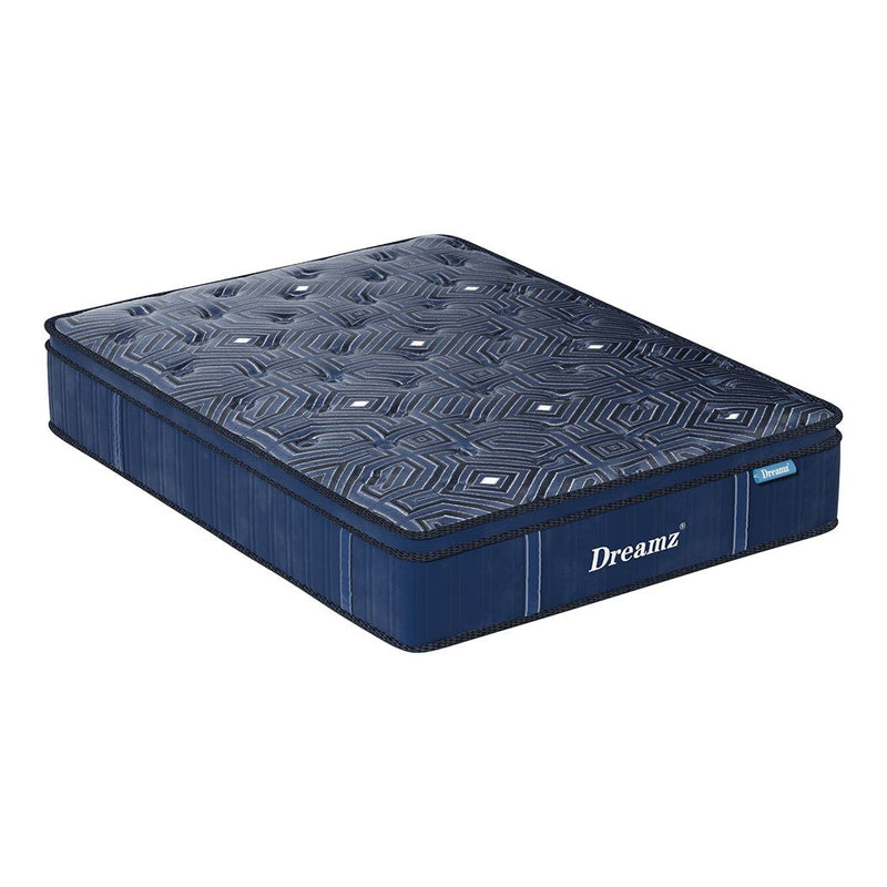DreamZ Spring Mattress Bed Euro Top Pocket Spring Medium Firm Foam 30cm Queen