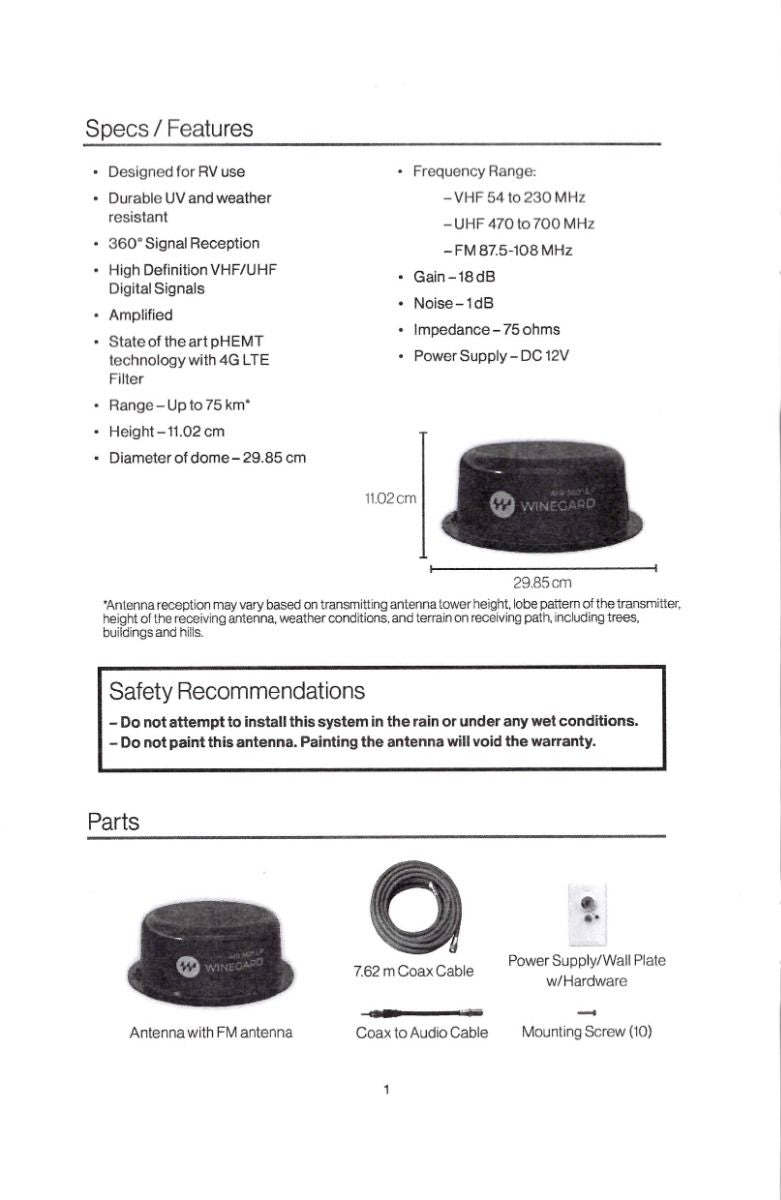 WINEGARD - AIR 360LP Compact Omnidirectional TV & FM Antenna (Black)