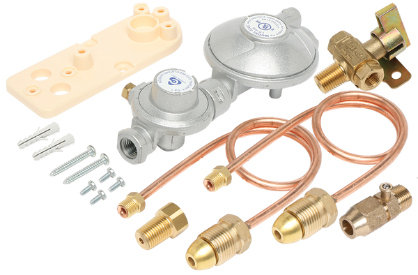 Regulator LPG 160Mj Manual Change over 2 x 450mm Pigtails & Bracket