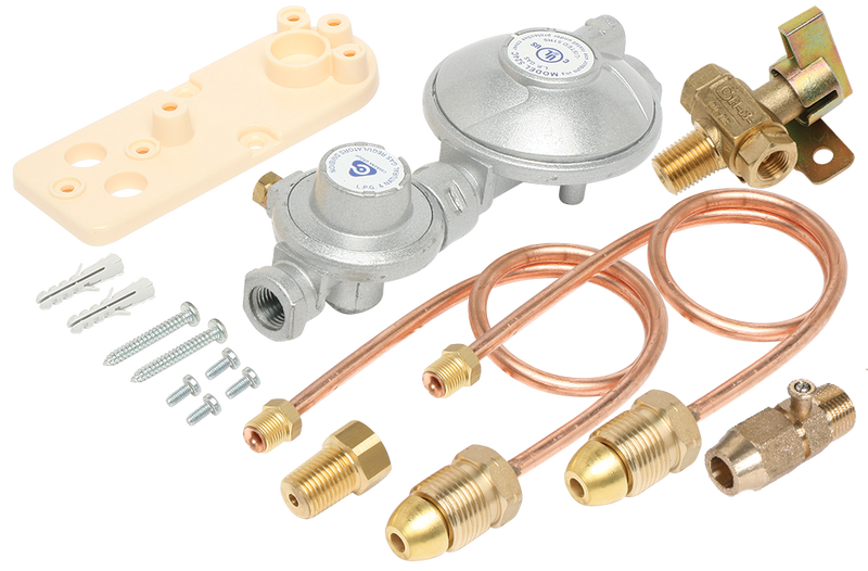 Regulator LPG 160Mj Manual Change over 2 x 450mm Pigtails & Bracket