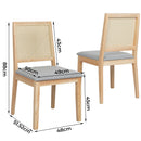Levede 2x Dining Chairs Solid Wood Rattan Weave Lounge Seat Upholstered Linen