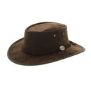 Barmah Foldaway Suede Wide Brim Bush Hat Chocolate - Sizes S-M