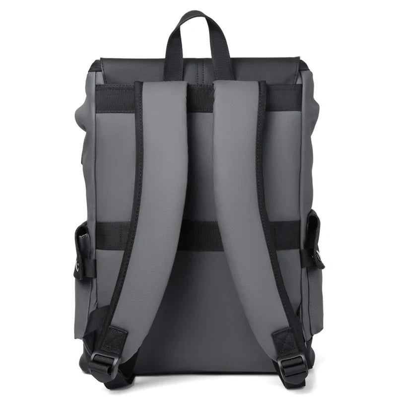 Waterproof PU Leather Laptop Backpack Computer Bag Grey