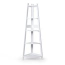 Levede 5 Tier Corner Shelf Wooden Storage Home Display Rack Plant Stand White