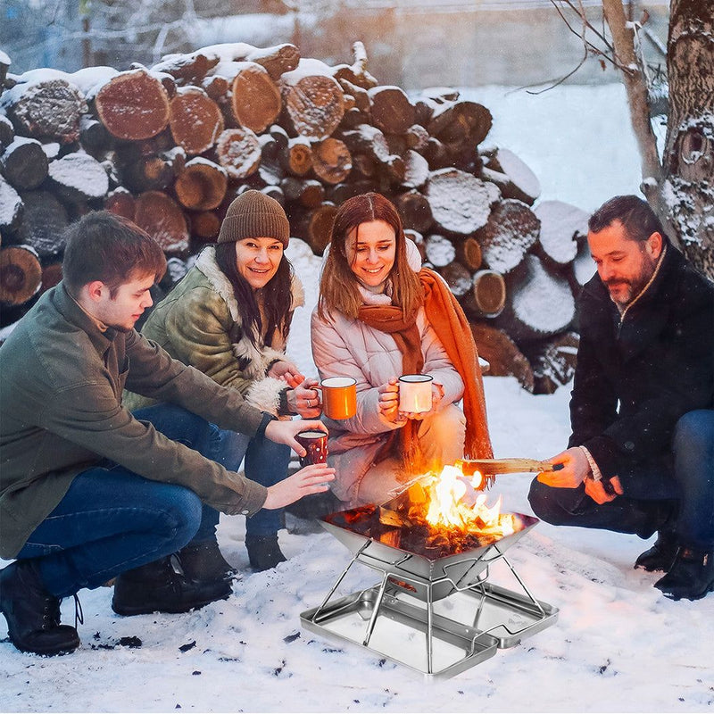 Moyasu Fire Pit BBQ Grill Barbecue Smoker Camping Portable Stainless-Steel Stove