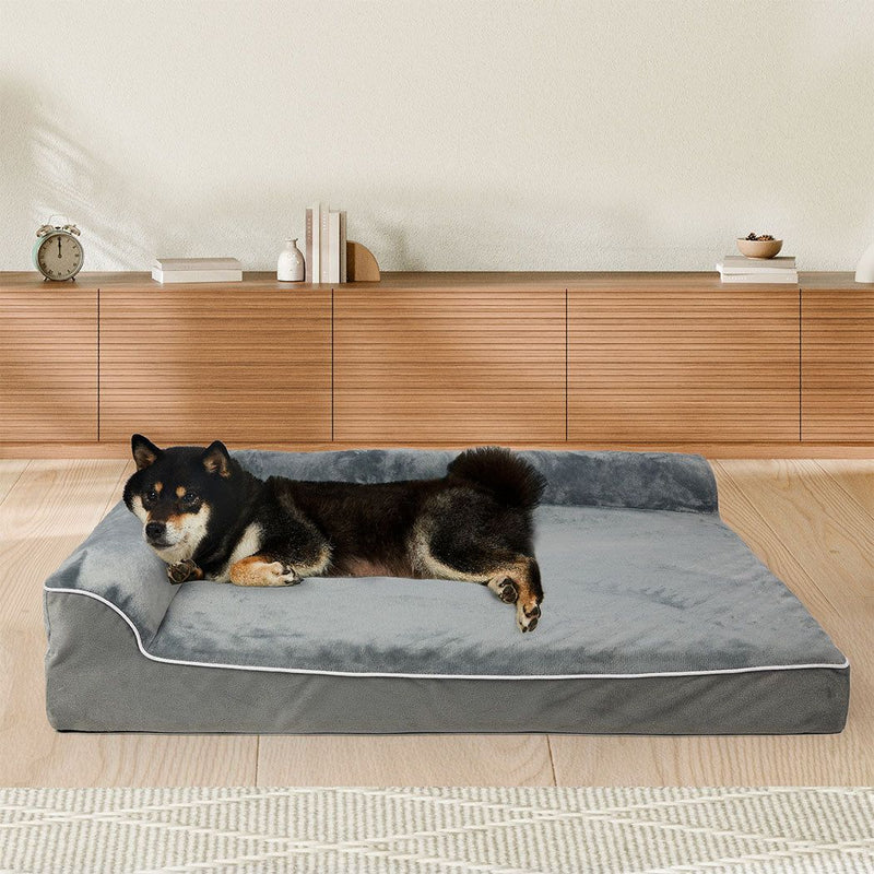 Pawz Orthopedic Dog Bed Memory Foam Cushion Cat Calming Mattress Washable L Grey