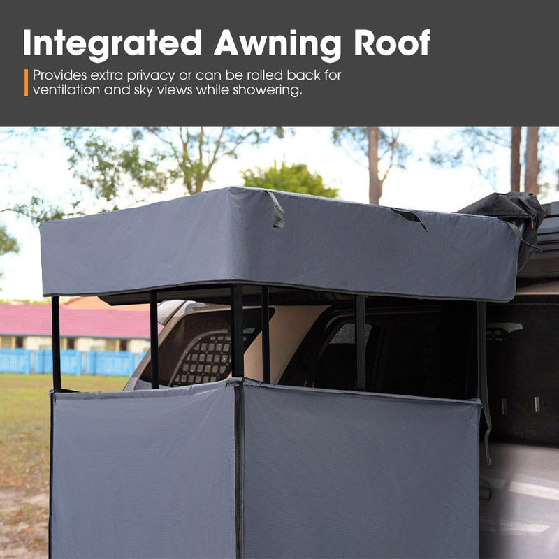 San Hima Camping Shower Tent Grey & Gas Hot Water Heater Black &Shower Tent Base