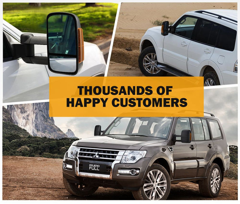 San Hima Pair Extendable Towing Mirrors Gen1 Fit Mitsubishi Pajero 2001-2015