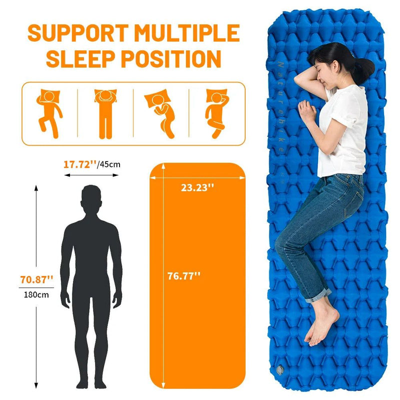 Inflatable Camping Mattress with Air Bag Blue