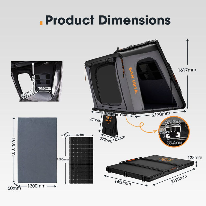 San Hima Kalbarri Gen 2 Roof Top Tent Hard Shell With Ladder + 250W Solar Panel