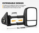 Pair Extendable Towing Mirrors Gen1 for Toyota HILUX 2015-ON N80 Black