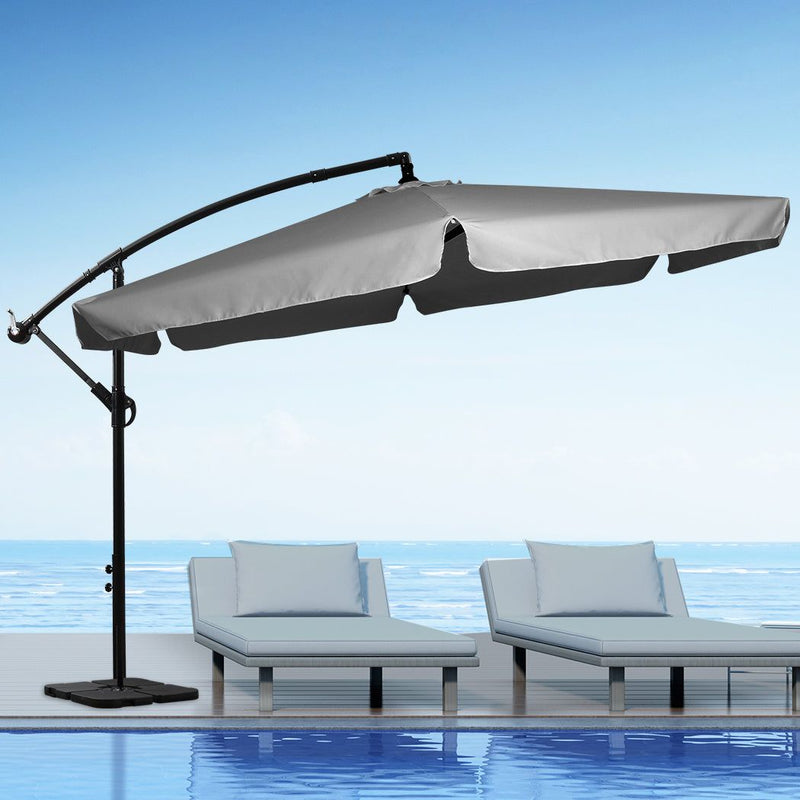 Mountview 3m Cantilever Umbrella Outdoor Umbrellas Beach Garden Patio Base Stand