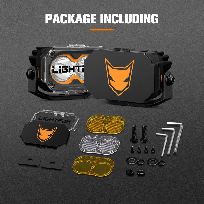 LIGHTFOX Pair&nbsp;3inch Cygnus-2 Osram&nbsp;LED&nbsp;Pod&nbsp;Lights 1Lux@280m 2,026LM