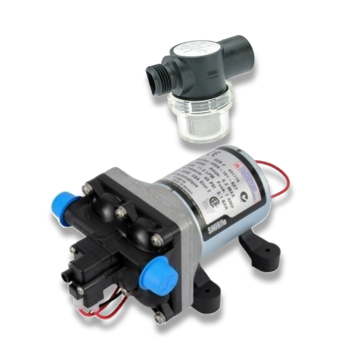 Genuine SHURflo 4009 12v Water Pump & Twist on Filter Pack