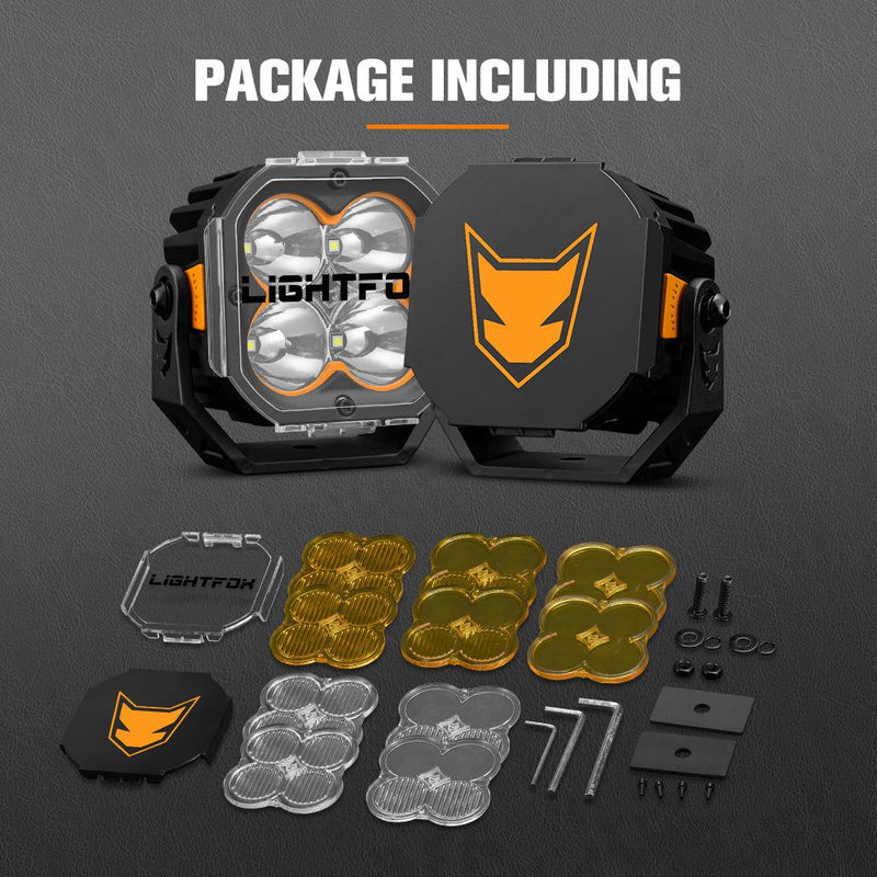 LIGHTFOX Cygnus-4 Pair 3inch Osram LED Pod Lights 1Lux@506m IP68 7,668LM