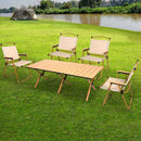 Foldable Table and Chair Set for Camping - Oak Colour