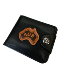 Australia Souvenir Wallet - Black w/ AUS Emblem (Premium Faux Leather)