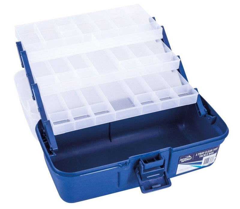 Jarvis Walker 3 Tray Clear Top Fishing Tackle Box - Tackle Storage Box -Tool Box