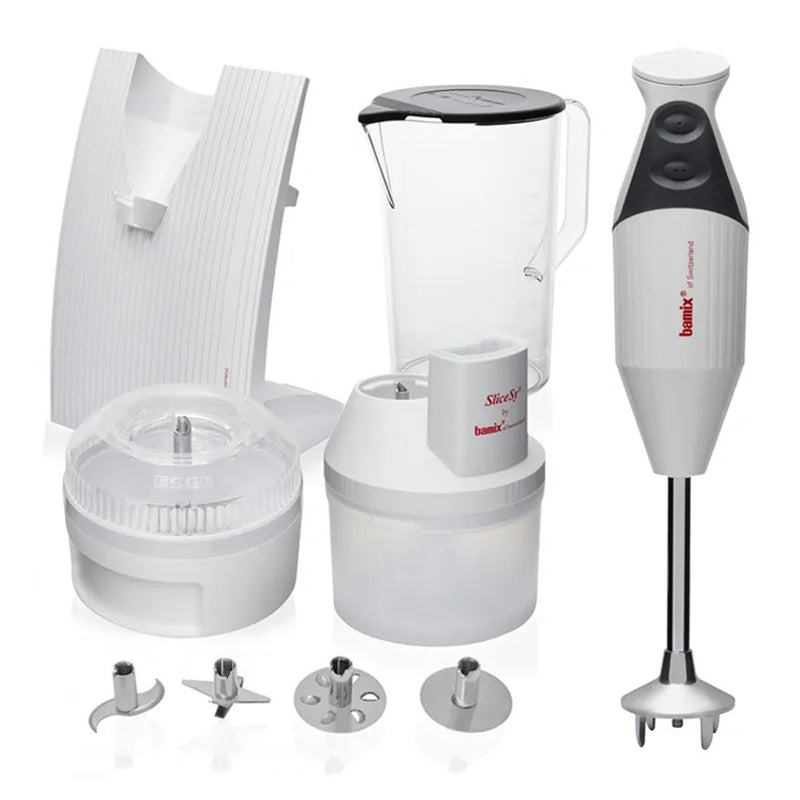 Bamix All-In-One 200W Stick Blender Kitchen Machine w/ Superbox Set Light Grey