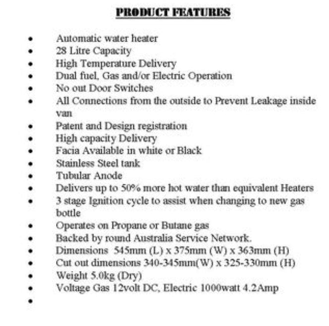 Swift Hot Water System Gas/Electrical (Dual) Black Door