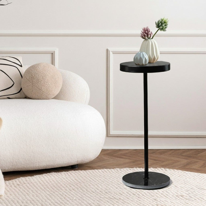 Levede Side Table Tea Coffee Desk Round Marble Base Bedside Sofa Small Minimal