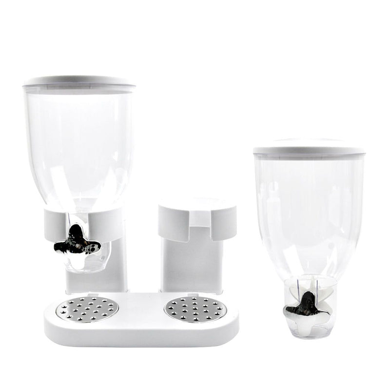 Toque Double Cereal Dispenser Dry Food Storage Container Dispense Machine White