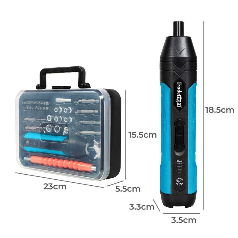Traderight 37 Pcs Cordless Screwdriver SetRechargeable 1500mAh Battery 300RPM