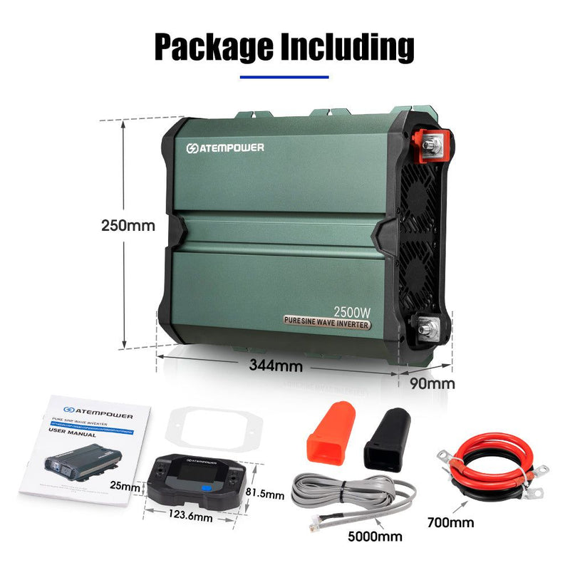 Atem Power 2500W/4900W Pure Sine Wave Inverter 12V to 240V Remote Control LCD