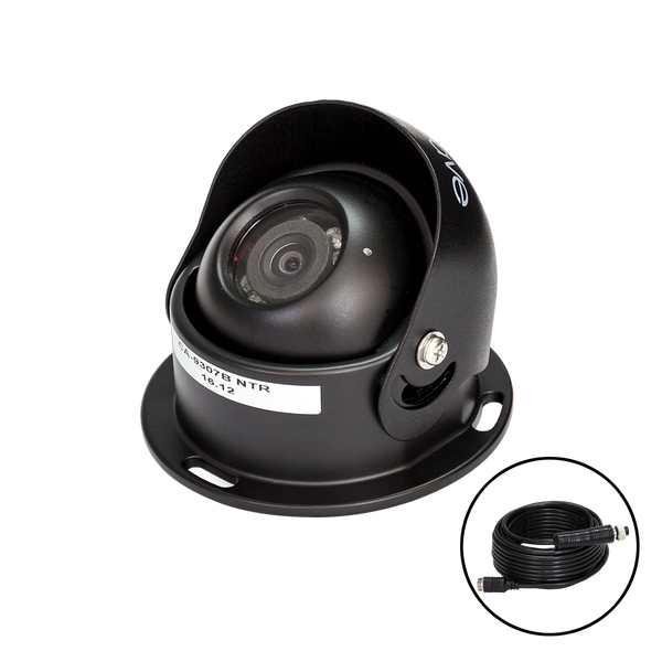 SafetyDave 45° Non-AHD Round Camera (Black) With 15m Heavy Duty 3 in 1 Camera Cable