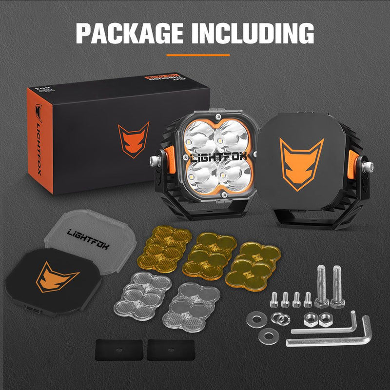 LIGHTFOX Cygnus Pair 5inch Osram LED Pod Lights 1Lux@651m IP68 14,106LM